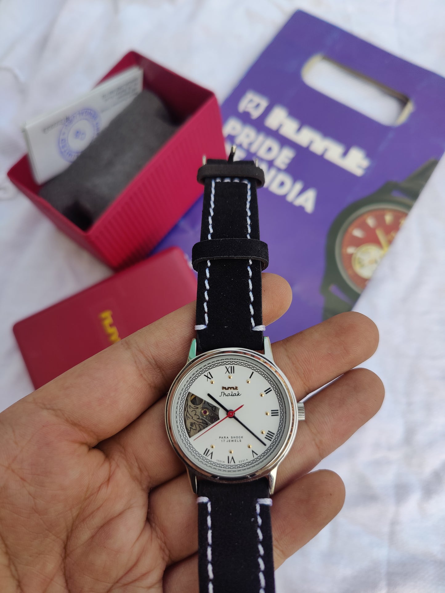 Hmt Jhalak White Mechanical Hand-Winding Watch (Assembled)