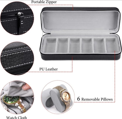 [6 Slot] Zip Watch Box / Organiser - Premium