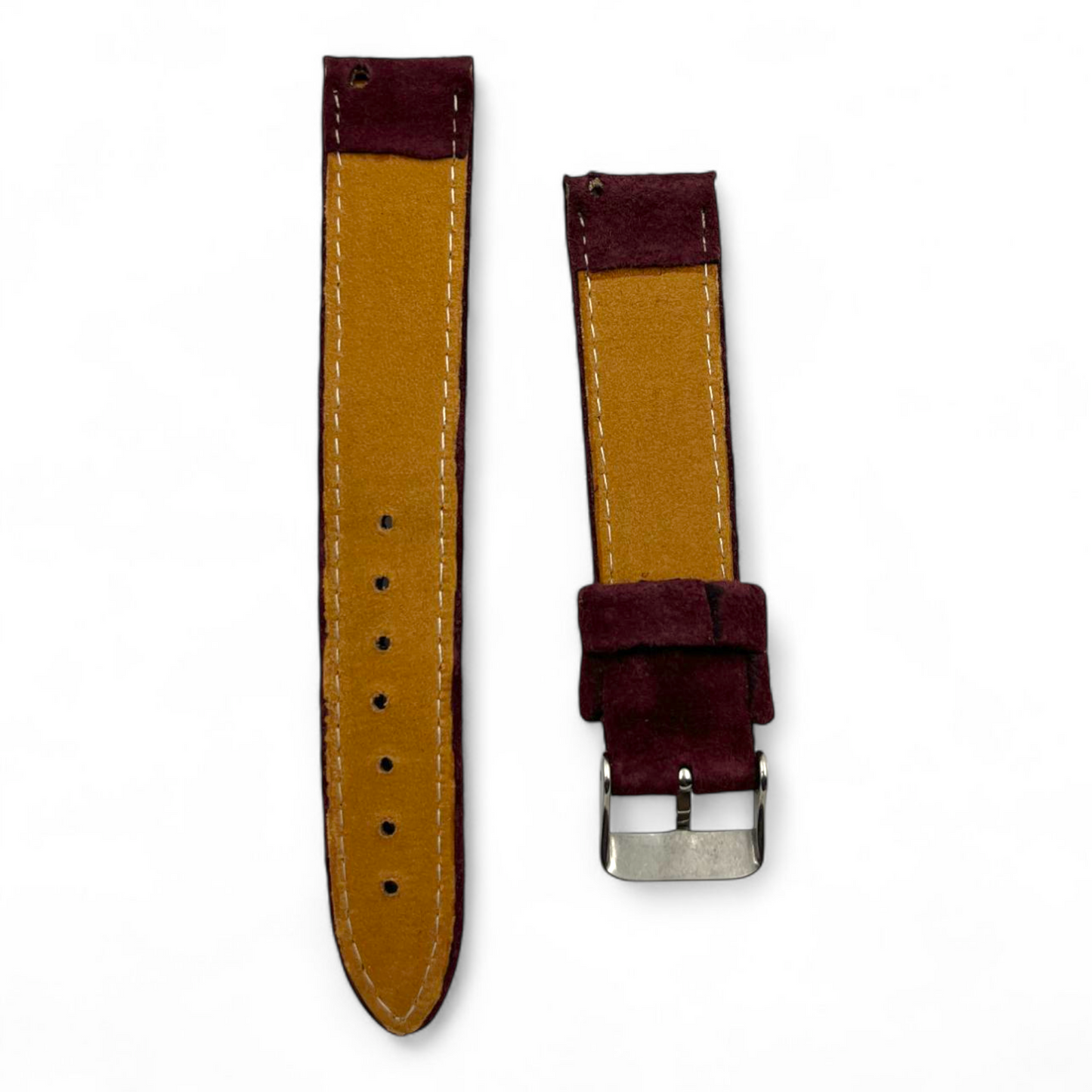 [22 mm] Suede Strap - Matched Maroon