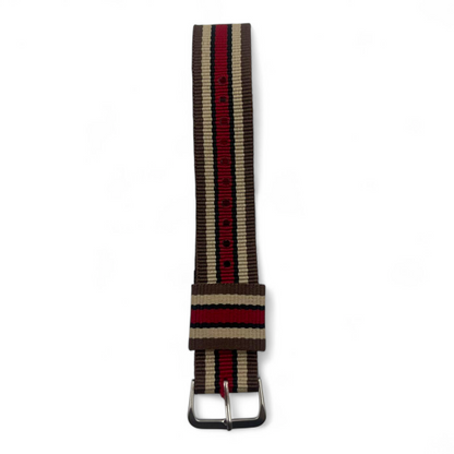 [20 mm] Nato Strap - Beige/Maroon/Brown Stripe
