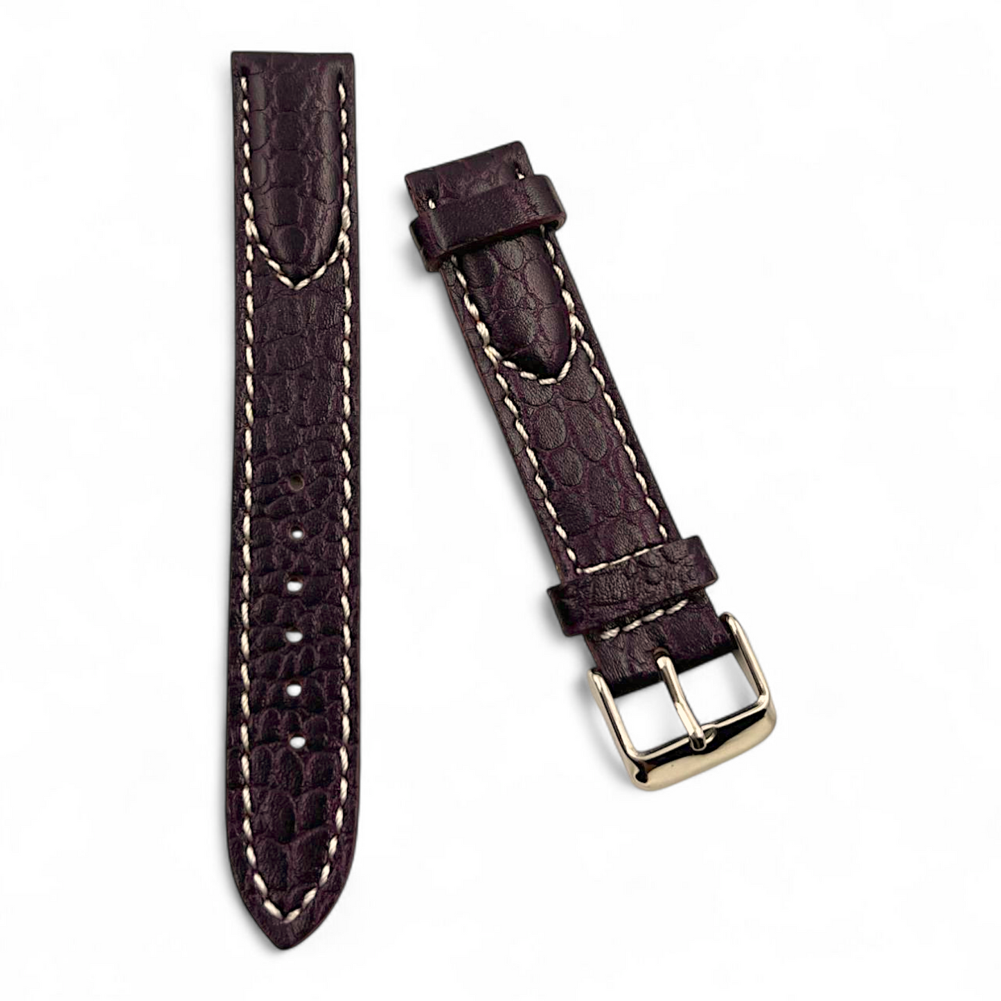 [18 mm] Vintage Style Half Padded - Brown + White thread