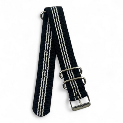 [20 mm] Nato Strap - Grey & Black Stripe
