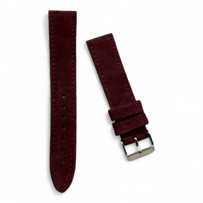 [22 mm] Suede Strap - Matched Maroon
