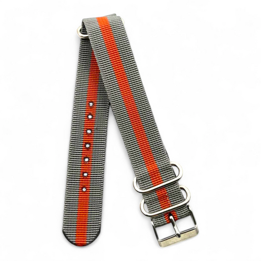 [20 mm] Nato Strap - Grey Orange Light