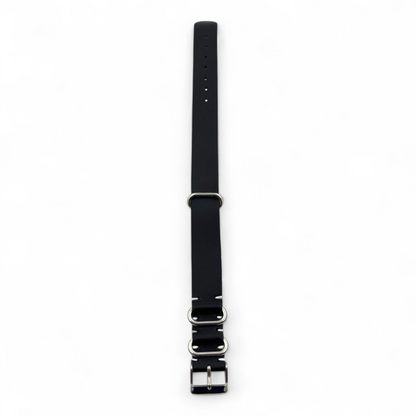 [18 mm] Leather Nato Strap - Black Threaded