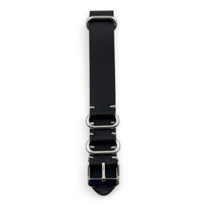 [18 mm] Leather Nato Strap - Black Threaded