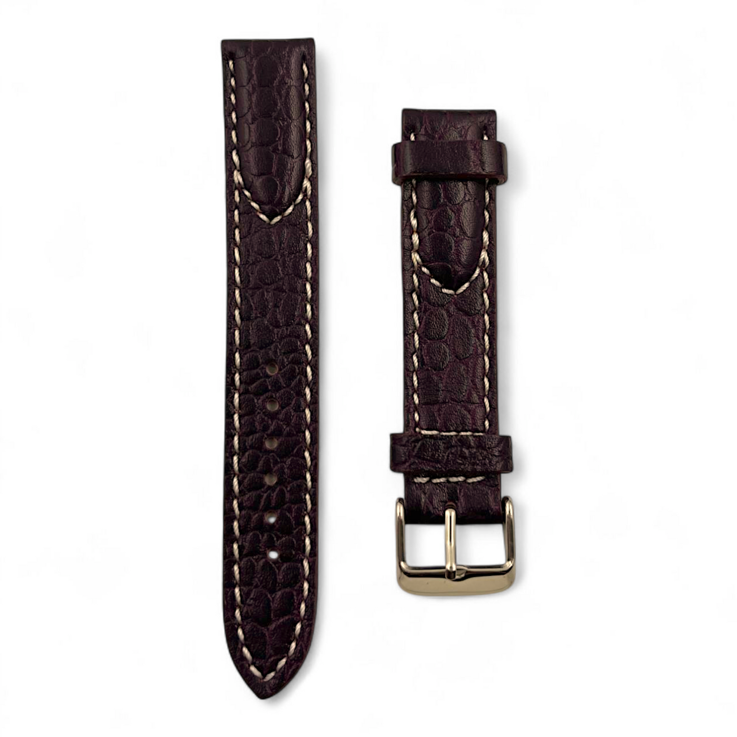 [18 mm] Vintage Style Half Padded - Brown + White thread