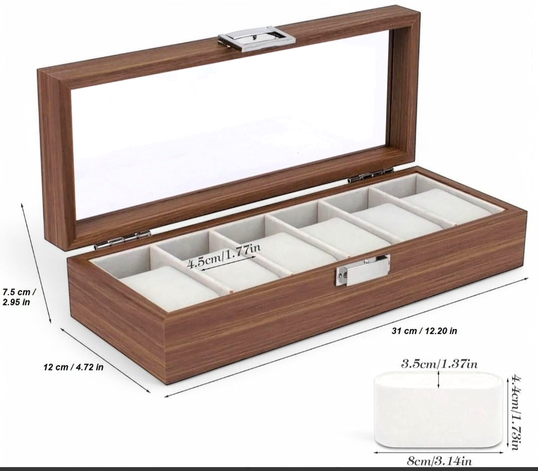 [6 Slot] Wooden Watch Box / Organiser - Premium