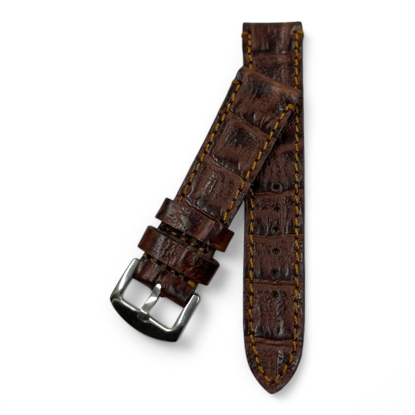 [22 mm] Croco Leather Strap - Light Brown