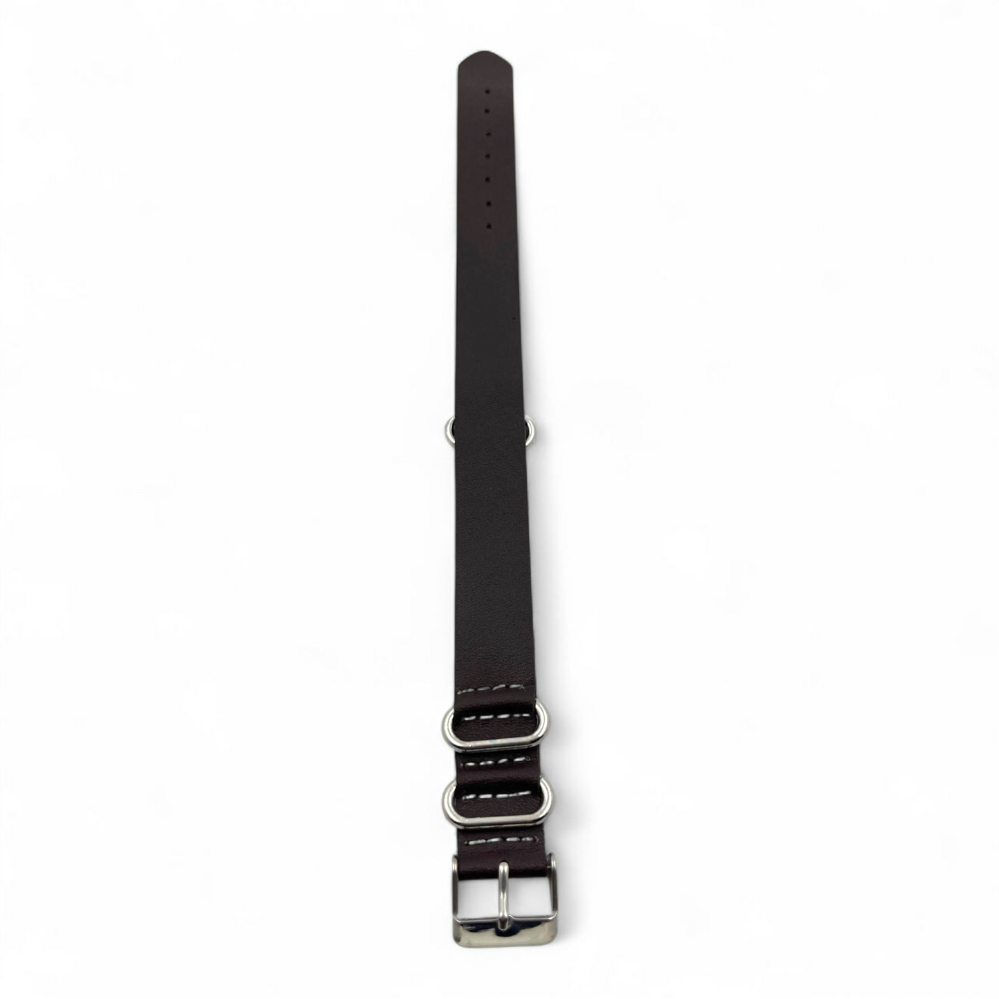 [18 mm] Leather Nato Strap - Dark Brown Dash