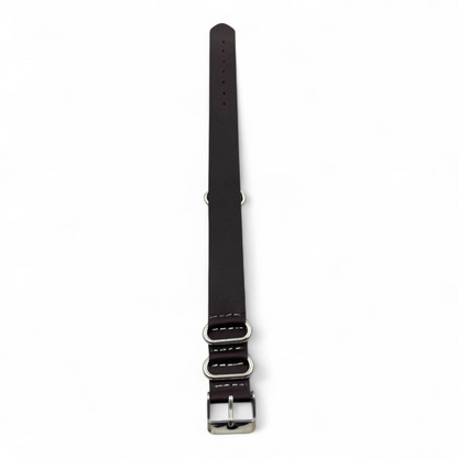 [18 mm] Leather Nato Strap - Dark Brown Dash