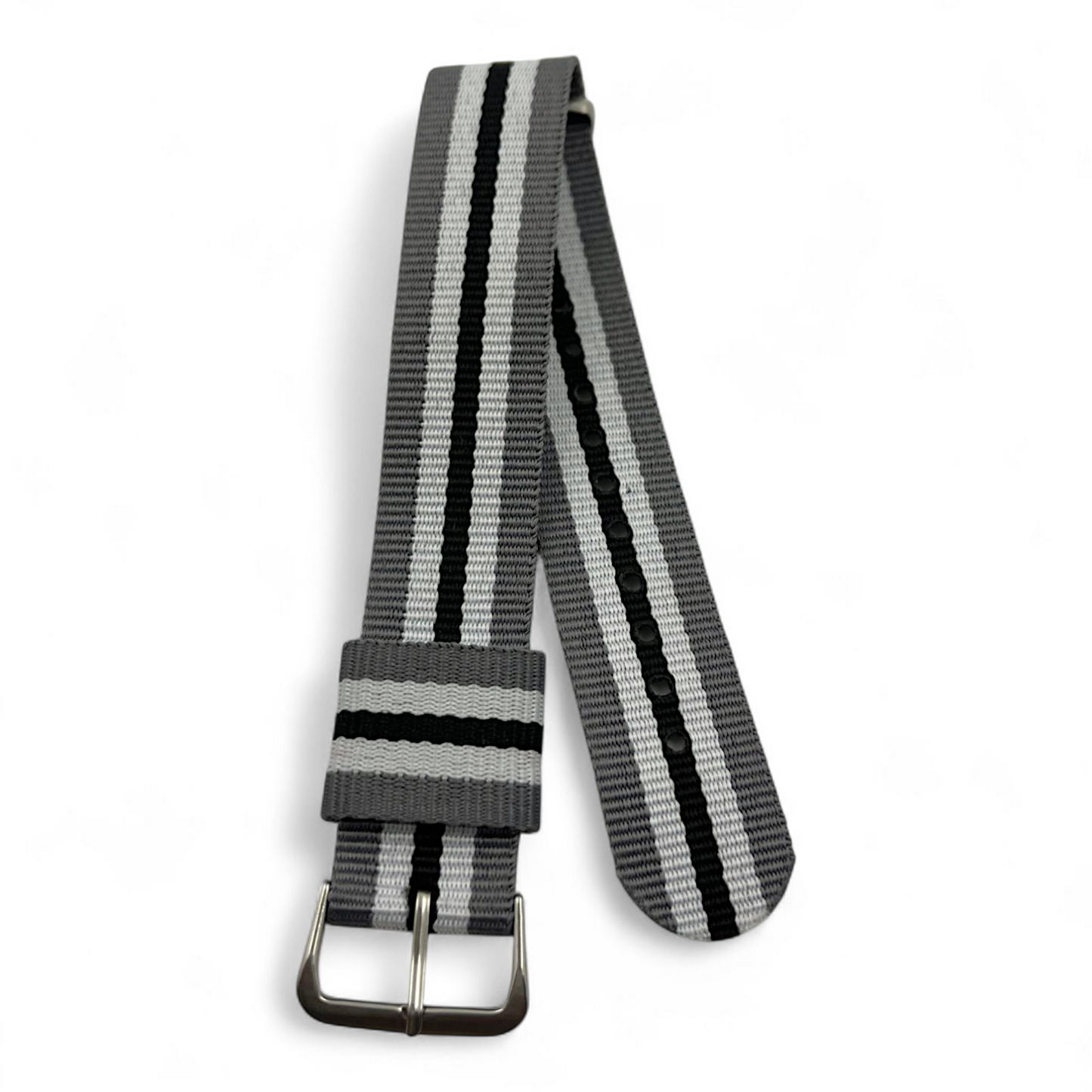 [20 mm] Nato Strap - Grey, White & Black Stripe