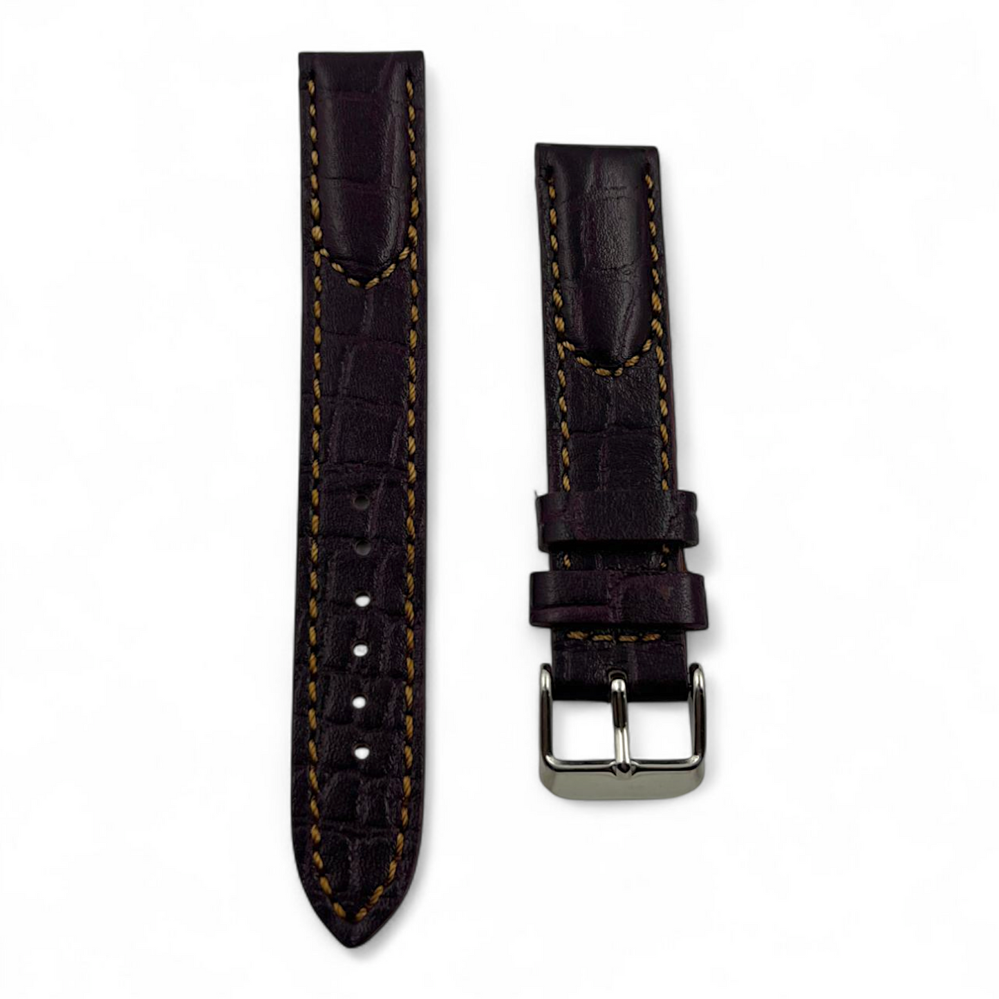 [18 mm] Vintage Style Half Padded - Brown + Yellow thread