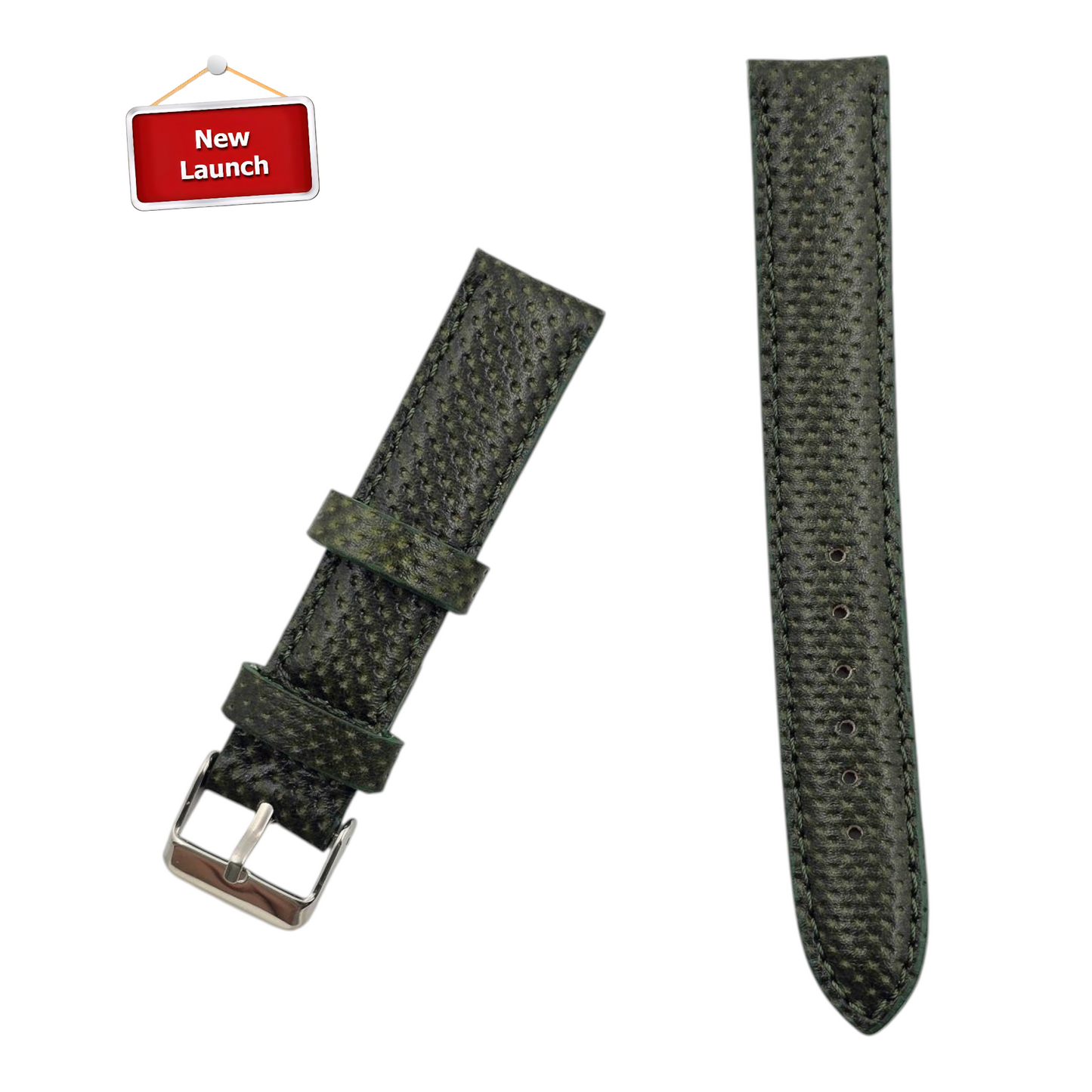 [20 mm] Dotted Leather - Moss Green