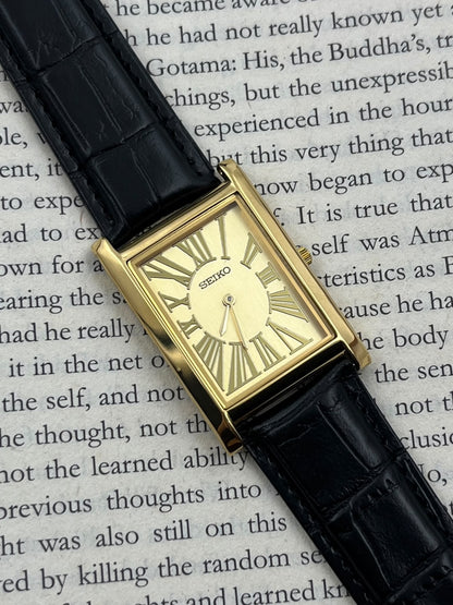 SEIKO TANK - Roman Yellow Gold  (Quartz - Mod)