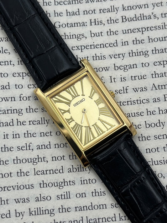 SEIKO TANK - Roman Yellow Gold  (Quartz - Mod)