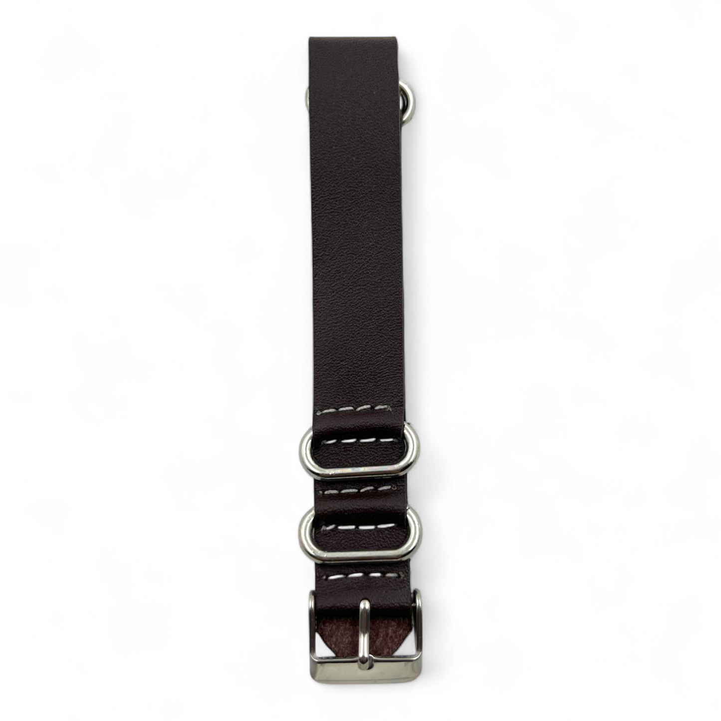 [18 mm] Leather Nato Strap - Dark Brown Dash