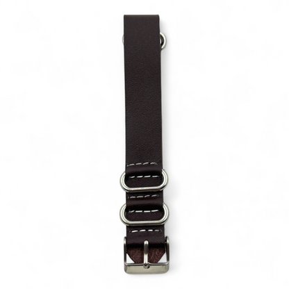 [18 mm] Leather Nato Strap - Dark Brown Dash