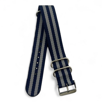 [22 mm] Nato Strap - Blue & Grey Stripe