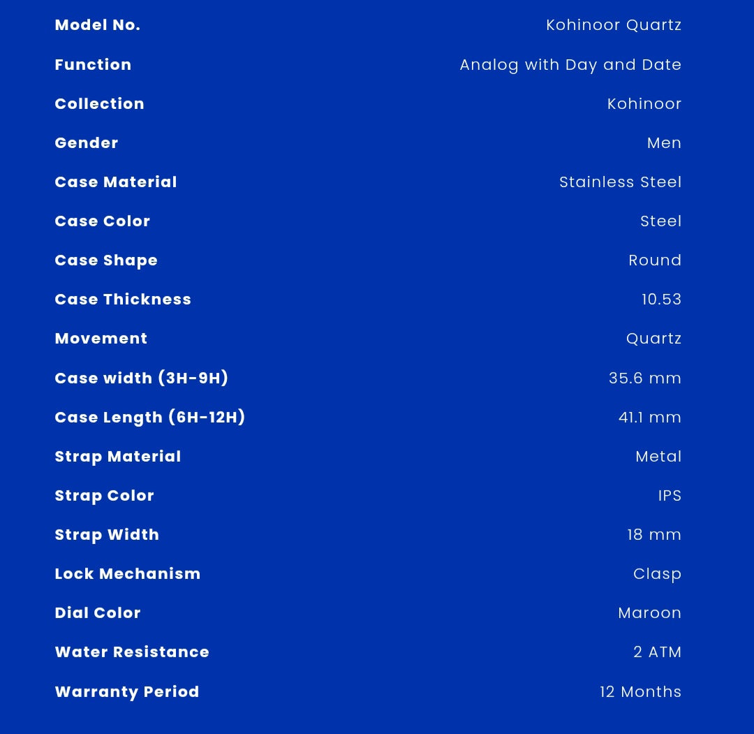 HMT Kohinoor Ice Blue B1 Quartz (BRAND NEW)