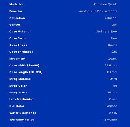 HMT Kohinoor Ice Blue B1 Quartz (BRAND NEW)