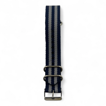 [22 mm] Nato Strap - Blue & Grey Stripe