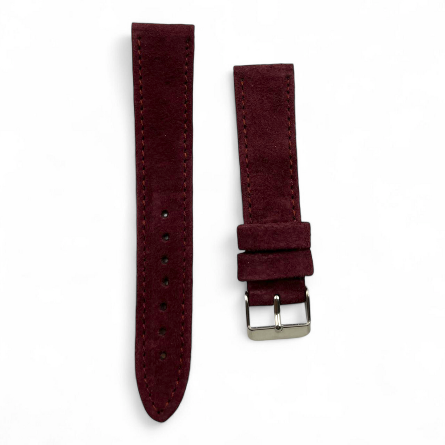 [22 mm] Suede Strap - Matched Maroon