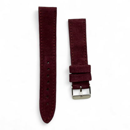 [22 mm] Suede Strap - Matched Maroon