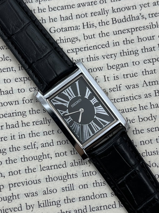 SEIKO TANK - Big Roman Black (Quartz - Mod)