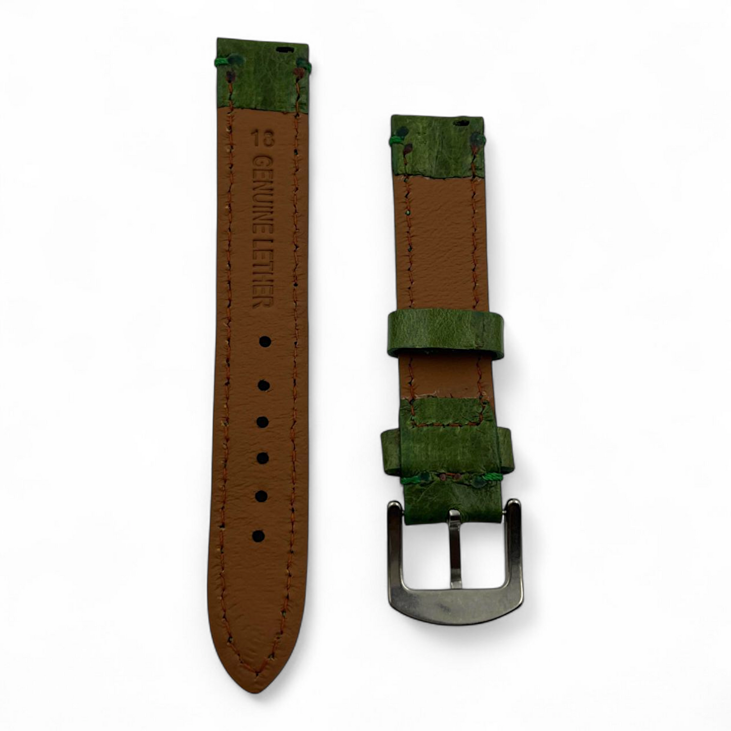 [18 mm] Reptile / Alligator Print - Genuine Leather Green