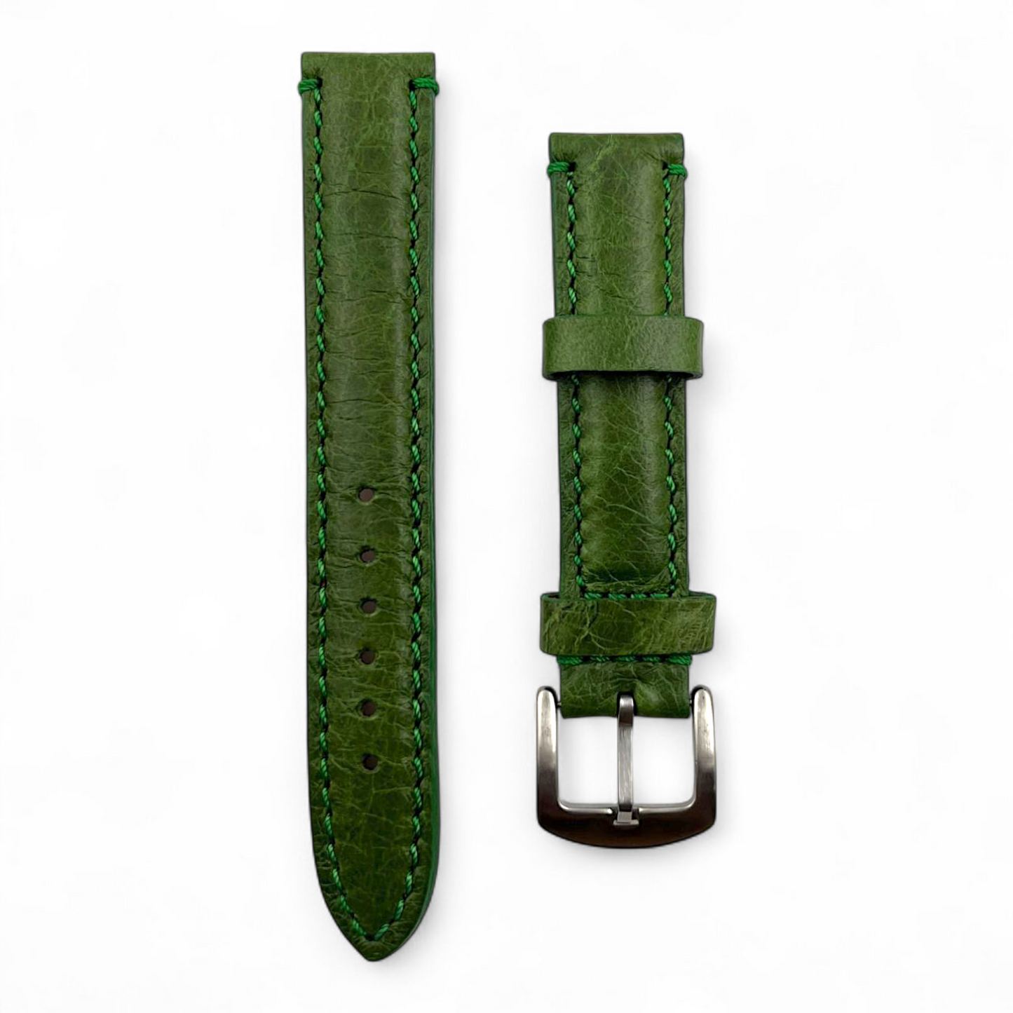 [18 mm] Reptile / Alligator Print - Genuine Leather Green