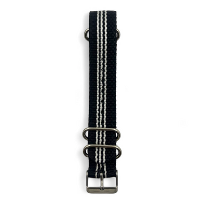 [20 mm] Nato Strap - Grey & Black Stripe