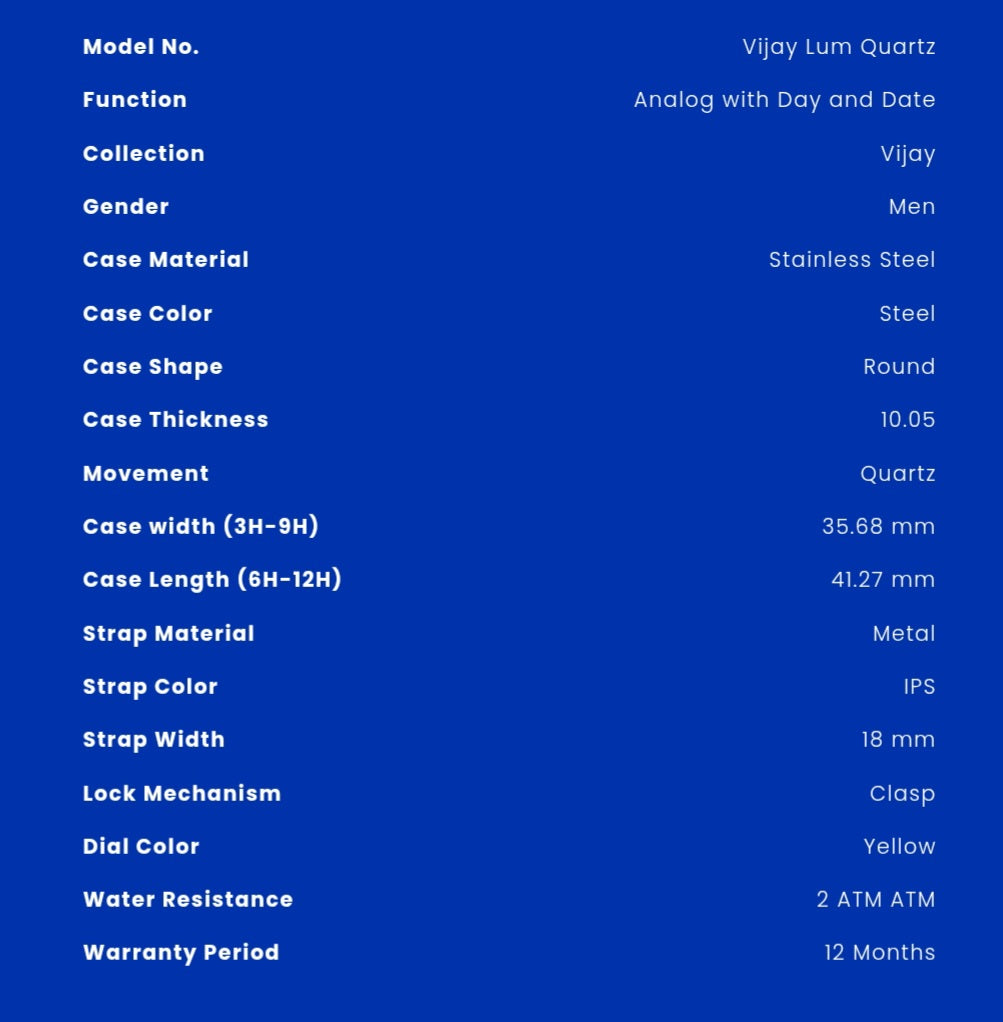 HMT Vijay Quartz (BRAND NEW) Blue