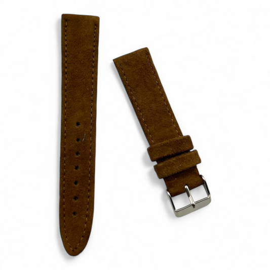 [22mm] Suede Strap - Matched Dark Brown