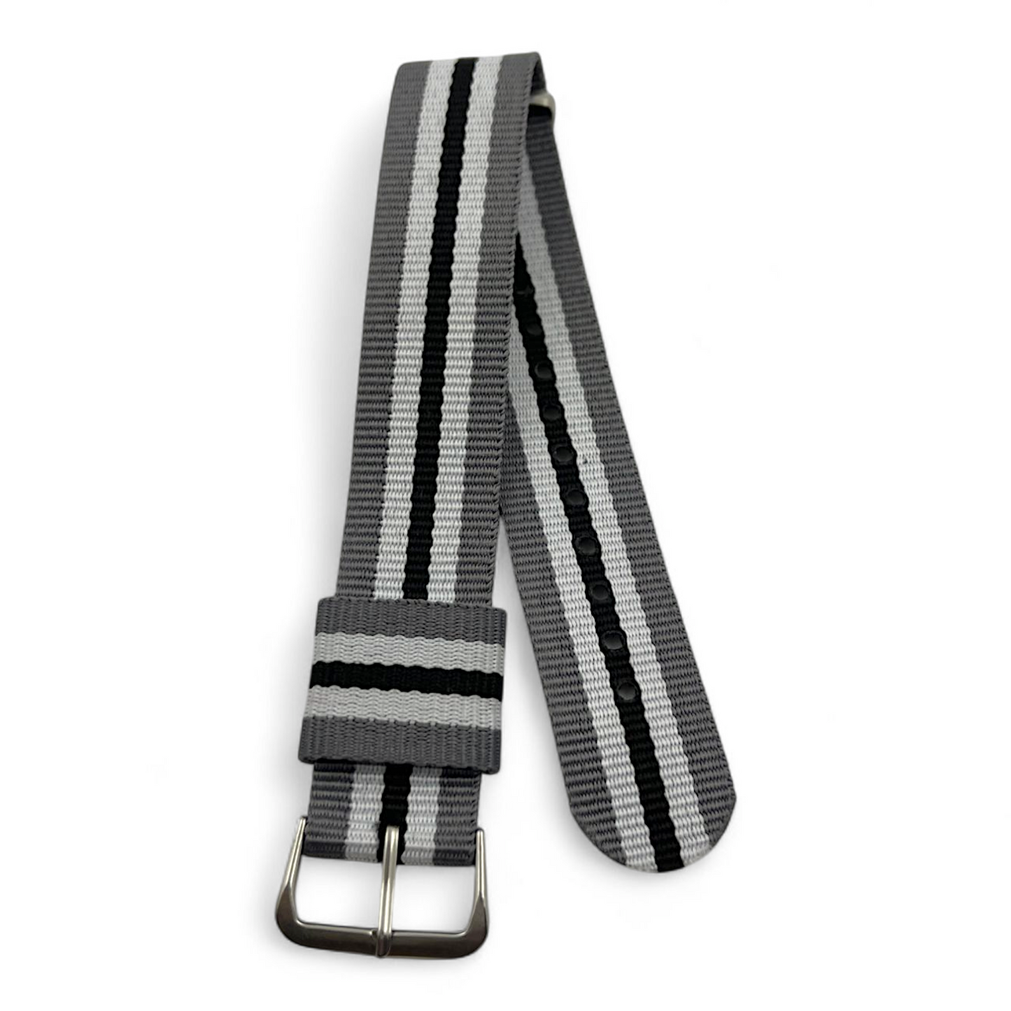 [20 mm] Nato Strap - Grey, White & Black Stripe